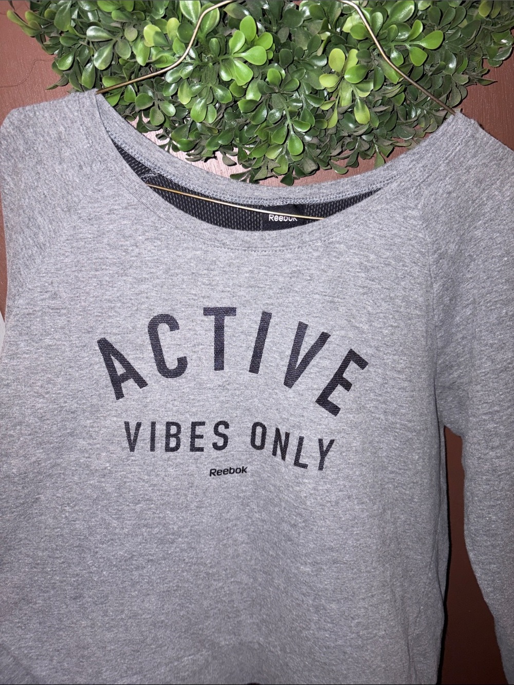 Reebok Heather Gray 'Active Vibes Only' Crew Sweatshirt